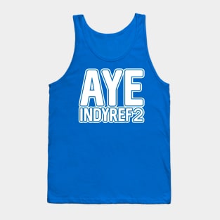 AYE INDYREF2, Scottish Independence White and Saltire Blue Layered Text Slogan Tank Top